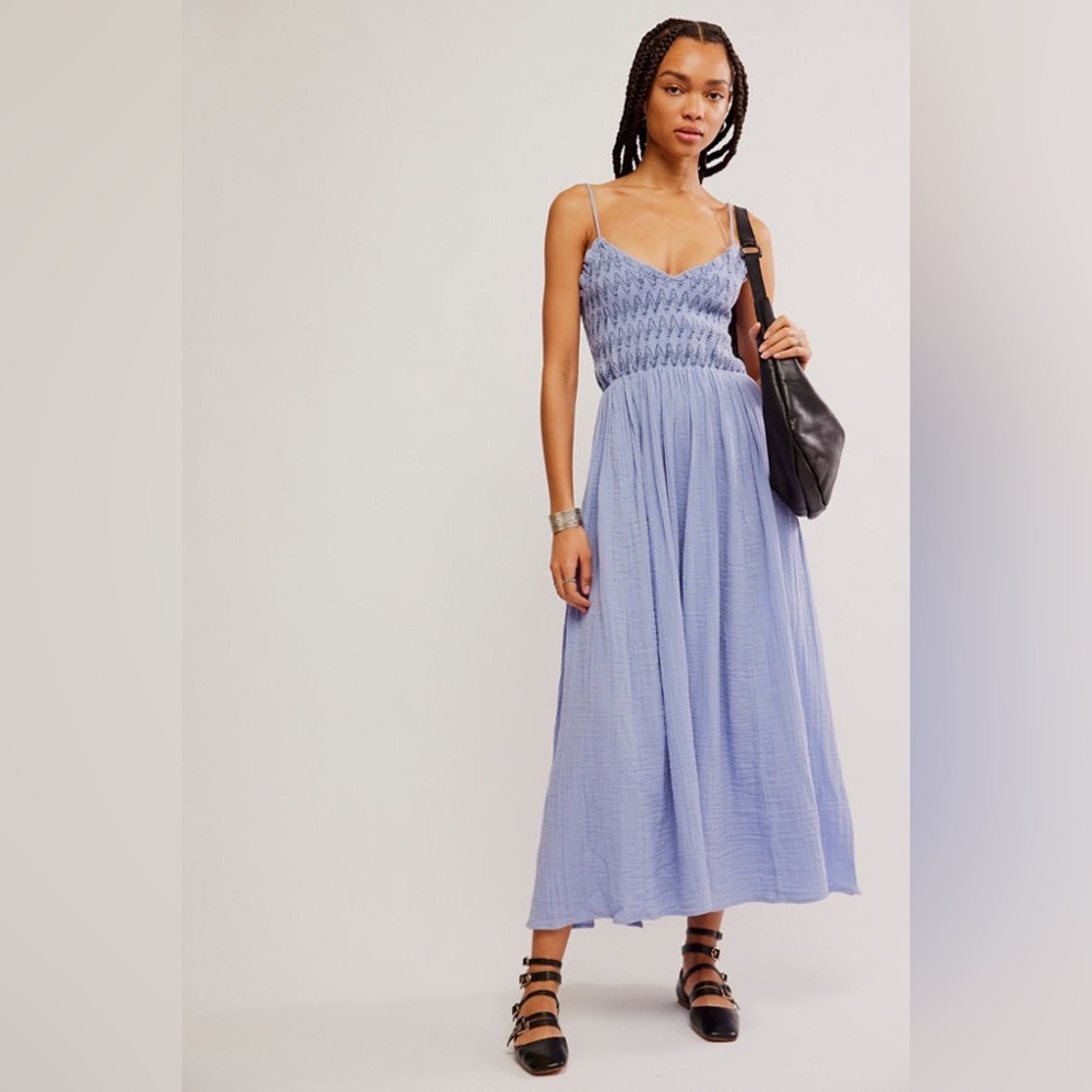 Free People Sweet Nothings Midi Dress, Blue Heron, Size X-Small, $168
